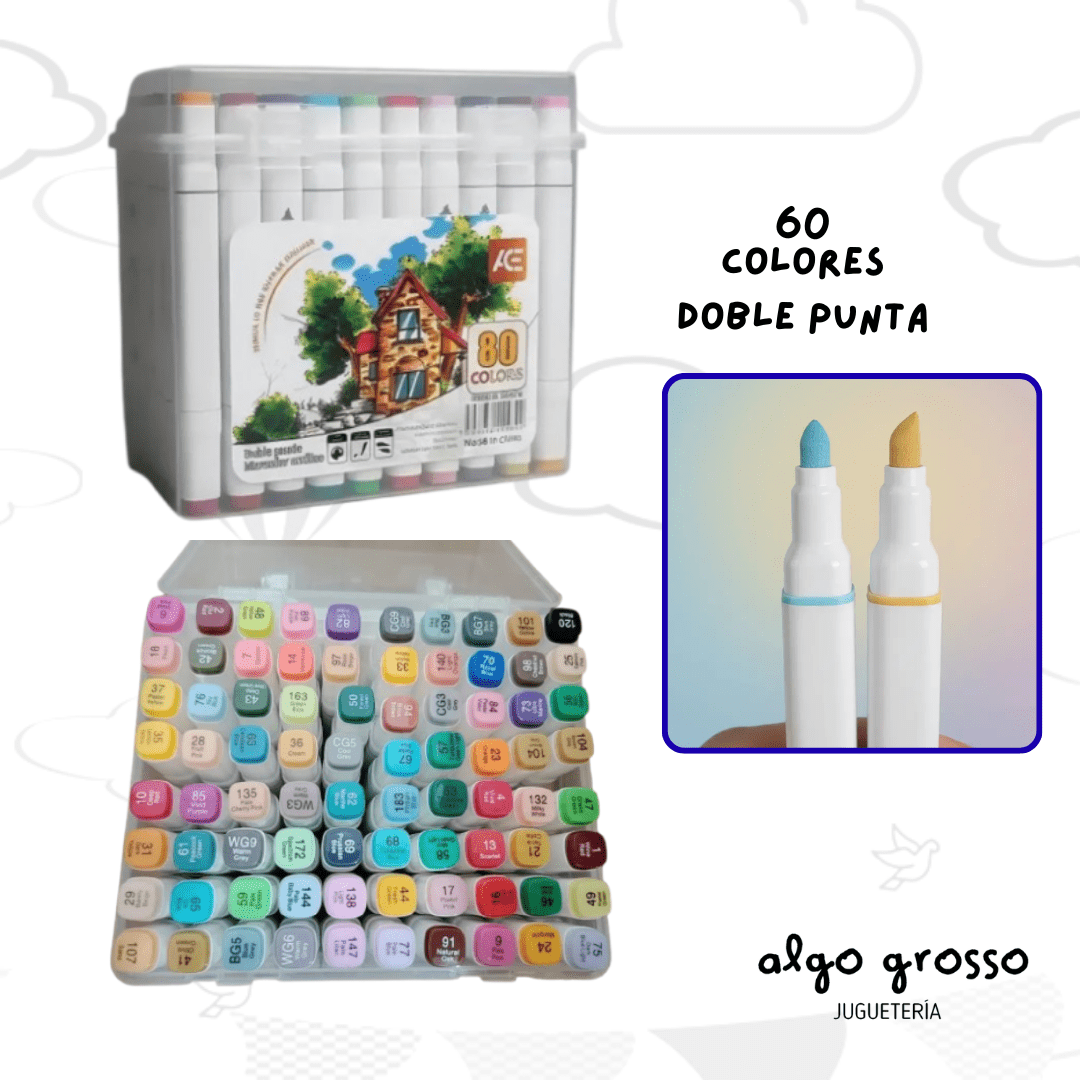 MARCADORES DOBLE PUNTA X60 ESTUCHE PLASTICO art.200015