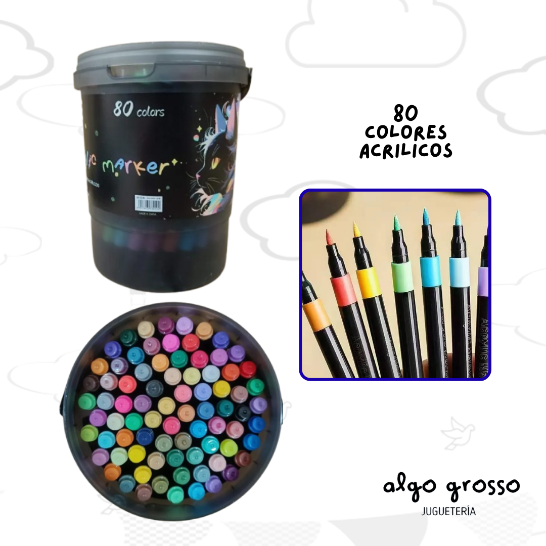 MARCADORES EN BALDE X80 UNIDADES ACRYLIC MARKER