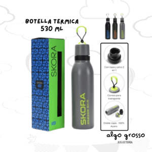 BOTELLA TERMICA SKORA DE ALUMINIO - PICO Y SORBETE 530ML art.41907