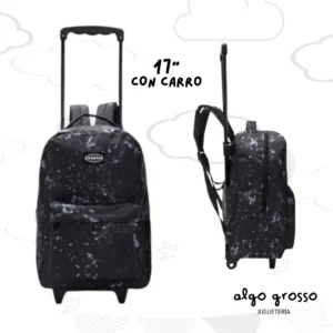 MOCHILA SKORA 17" CON CARRO GOODPAK - NEGRO JASPEADO art.42229