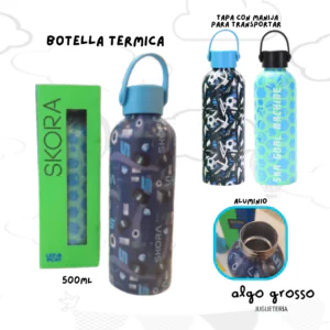 BOTELLA TERMICA SKORA DE ALUMINIO - TAPA CON MANIJA 500ML art.41911
