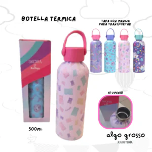BOTELLA TERMICA SKORA DE ALUMINIO - TAPA CON MANIJA 500ML art.41912