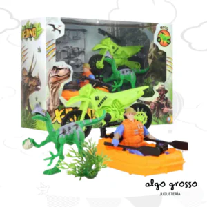 X-DINO SET AVENTURAS JURASICAS CON LANCHA Y MOTO + DINO art.55434