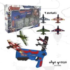 PISTOLA LANZA COMETA AVENGERS SHOOTER PLANER 4 AVIONES art.2460