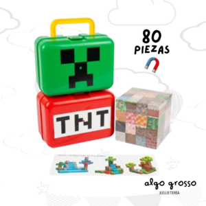 MINECRAFT CUBOS MAGNETICOS - ESTUCHE PLASTICO - 80 PIEZAS art.L001-25