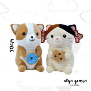 PELUCHE GATO CON GALLETITA o DONA - SUAVE DE 30CM art.8208