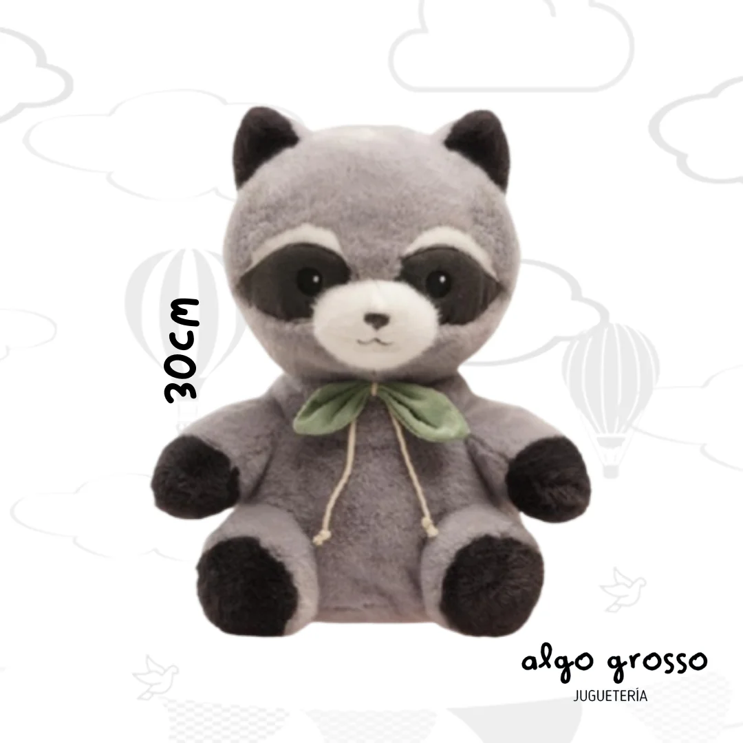 PELUCHE MAPACHE DE 30CM CON MOÑO art.8235