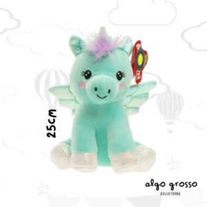 PELUCHE UNICORNIO CON ALAS SENTADO DE 25CM art.8274