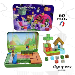 MINECRAFT CUBOS MAGNETICOS - CAJA METAL - 60 PIEZAS art.BZ96-4BT