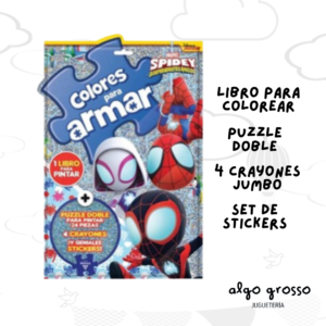 SPIDEY COLORES PARA ARMAR PACK PUZZLE Y CRAYONES art.6501