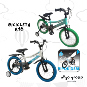 BICICLETA ROD 16 CON CUADRO ANGULO BAJO - CUBIERTAS DE COLOR art.R16C