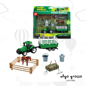 SET DE GRANJA - FARM WORLD TRACTOR + CORRAL CON CABALLO Y ACCESORIOS art.7111