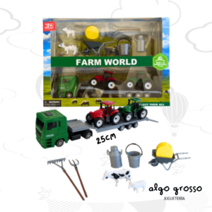 SET DE GRANJA - FARM WORLD CAMION CON TRACTORES + ACCESORIOS art.7113